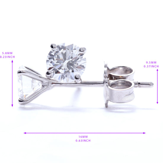 Lab Grown Stud Diamond Earrings 1.50 Total Carat Weight