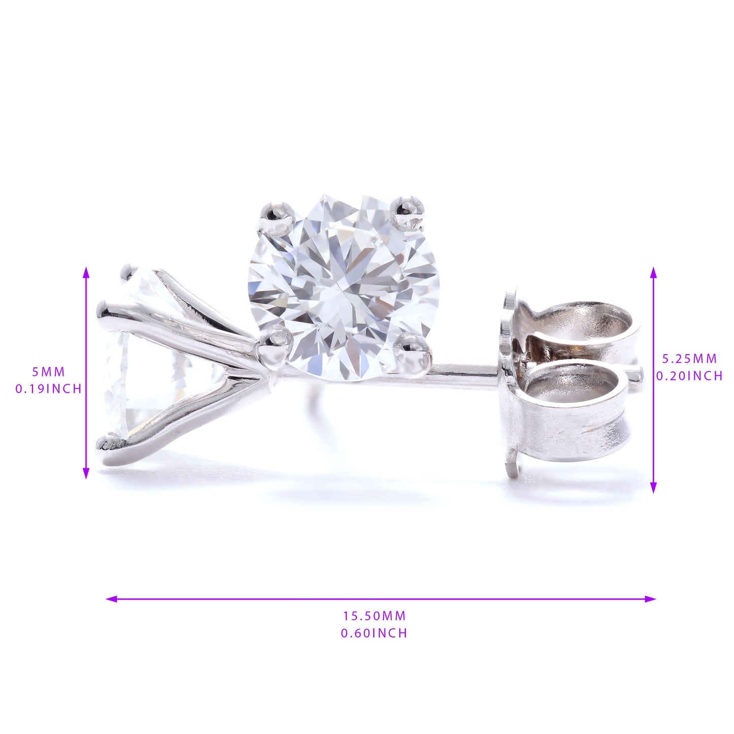 Lab Grown Stud Diamond Earrings 1.00 Total Carat Weight