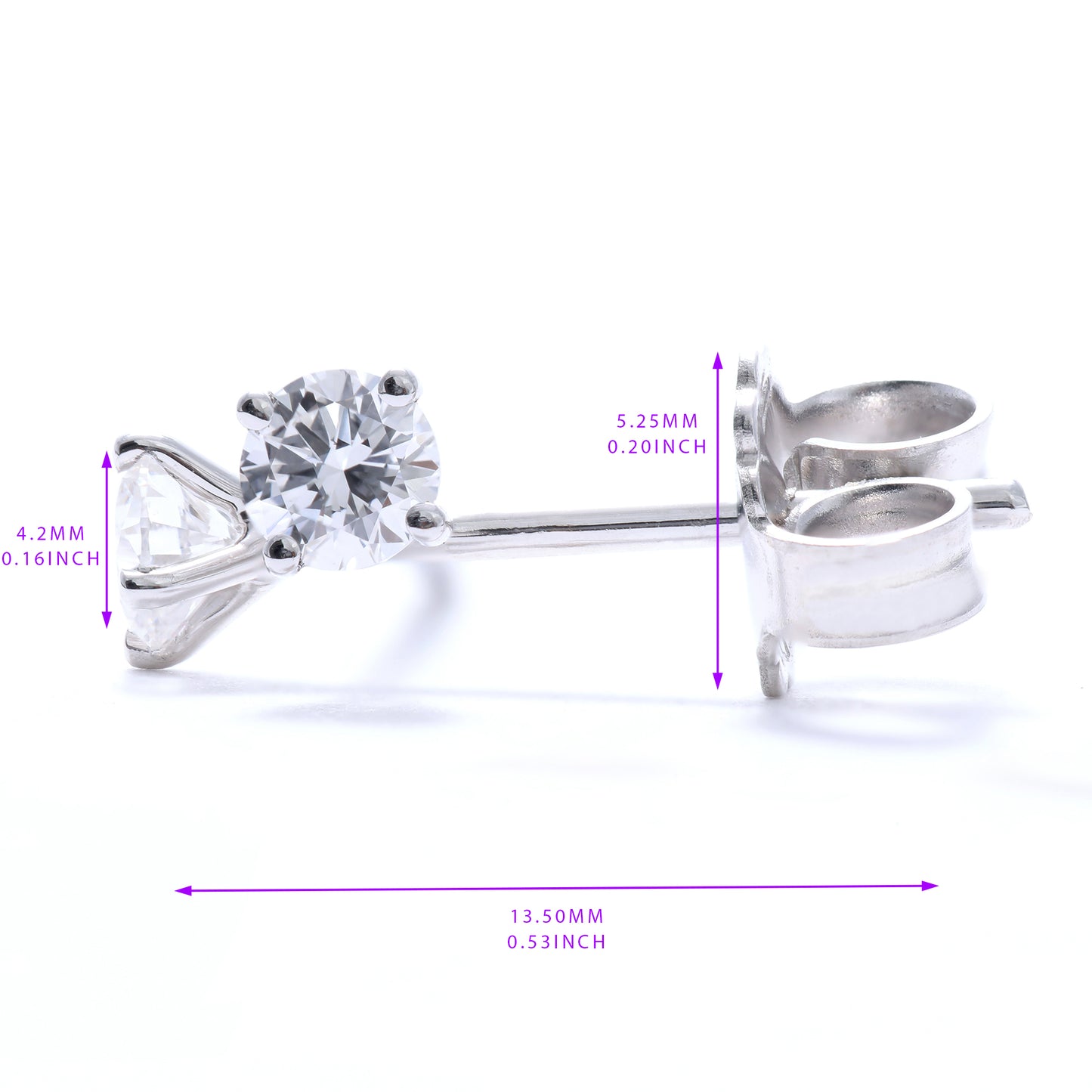 Lab Grown Stud Diamond Earrings 0.50 Total Carat Weight