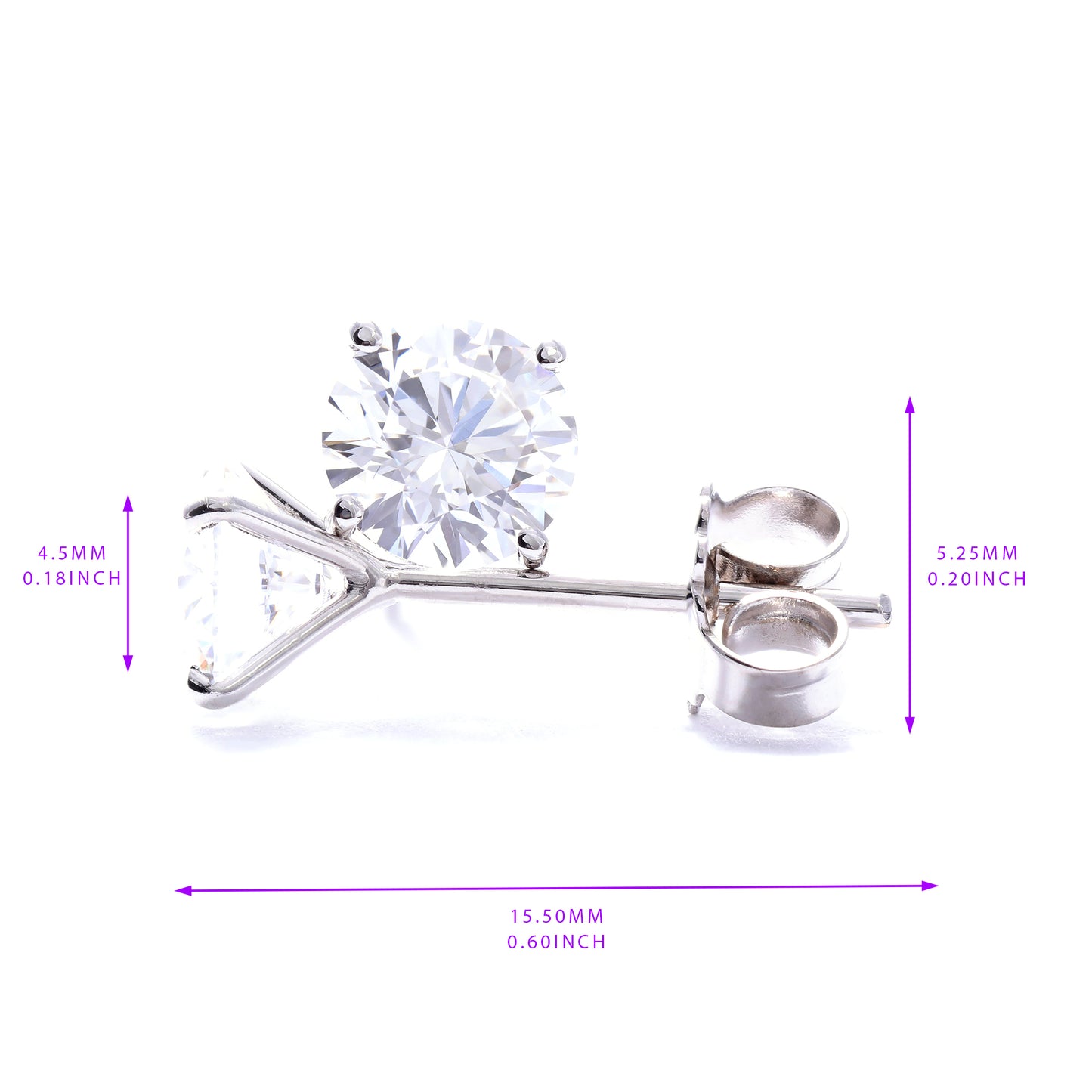 Lab Grown Stud Diamond Earrings 0.75 Total Carat Weight