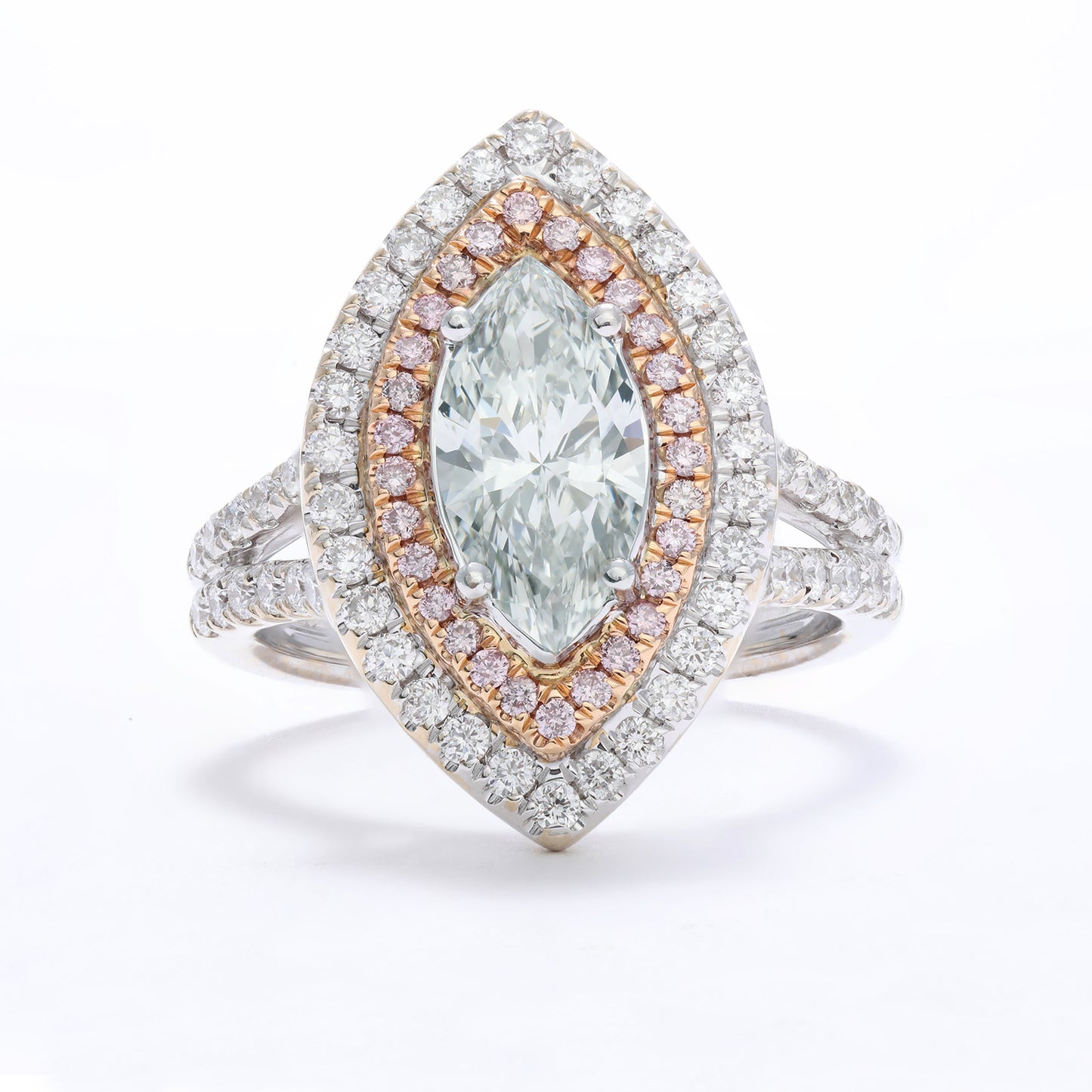 Colored Diamond Halo Marquise Ring