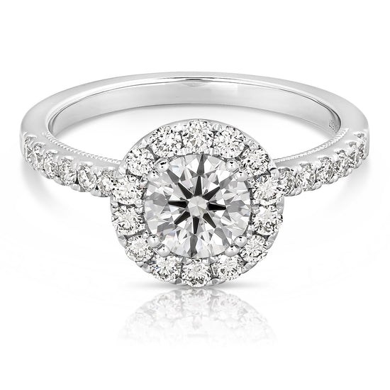 1 CT CENTER ROUND HALO LAB GROWN ENGAGEMENT RING