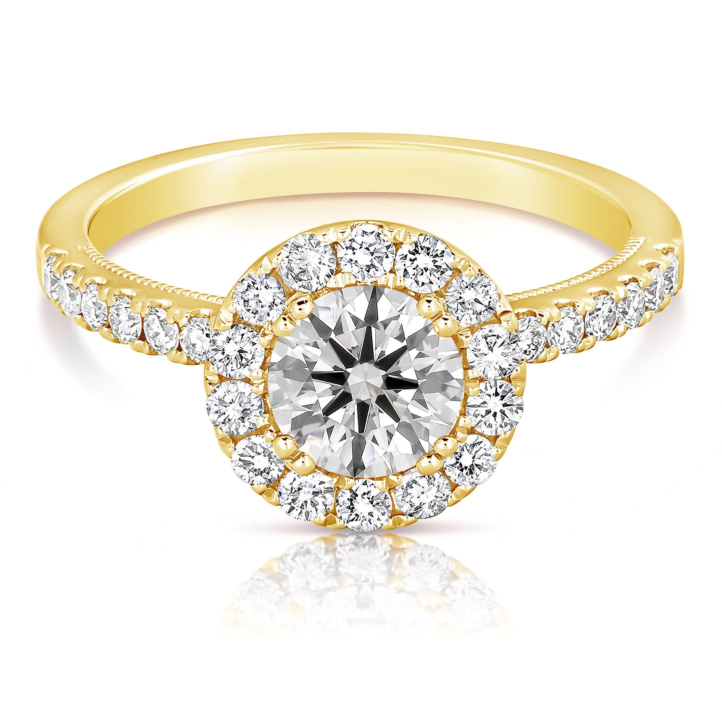 1 CT CENTER ROUND HALO LAB GROWN ENGAGEMENT RING