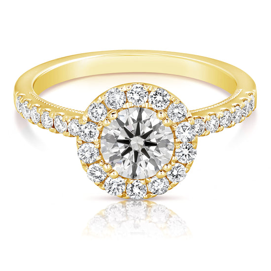 1 1/2 CT CENTER ROUND HALO LAB GROWN ENGAGEMENT RING