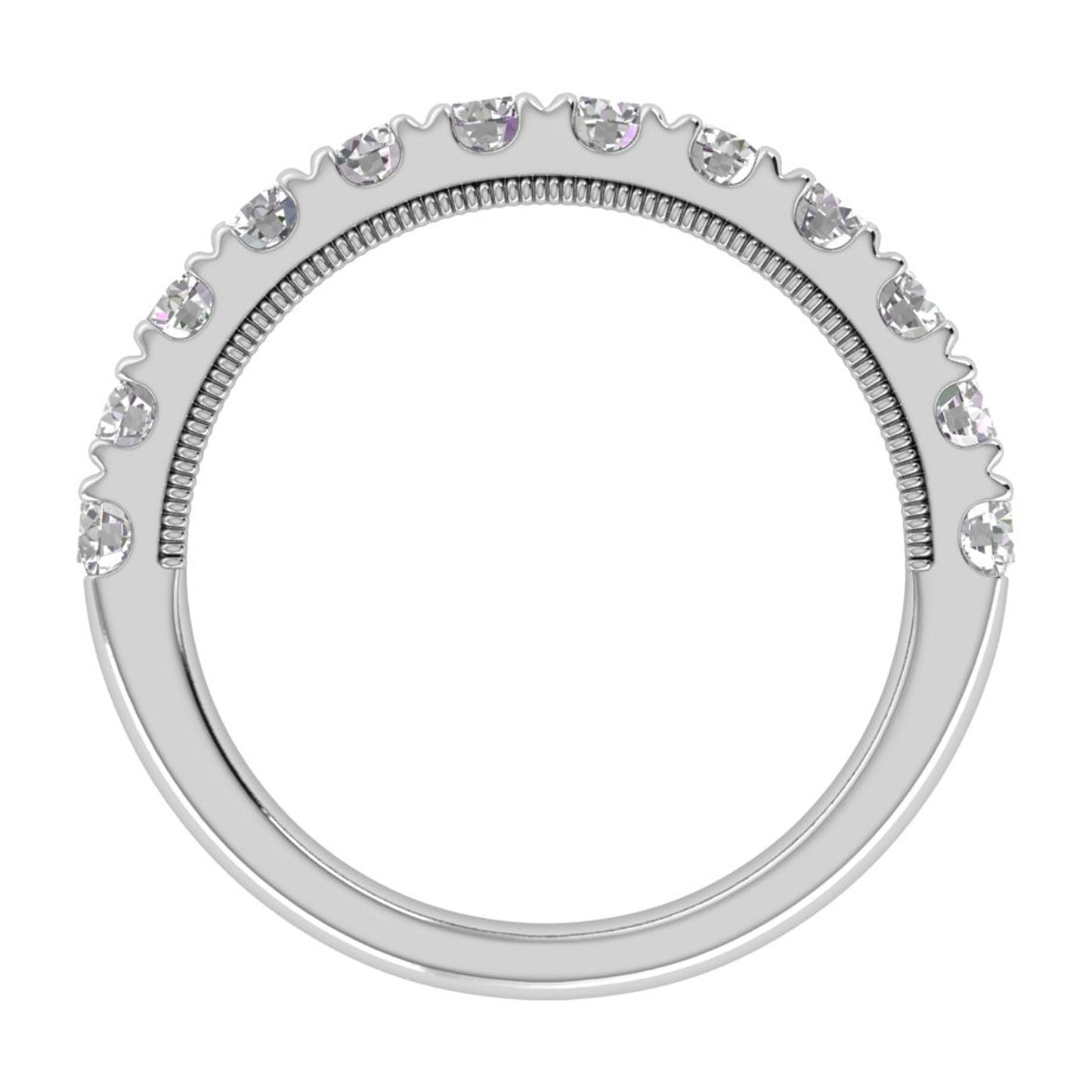 1 CTW COLORLESS FLAWLESS FRENCH PAVÉ WITH MILGRAIN WEDDING BAND