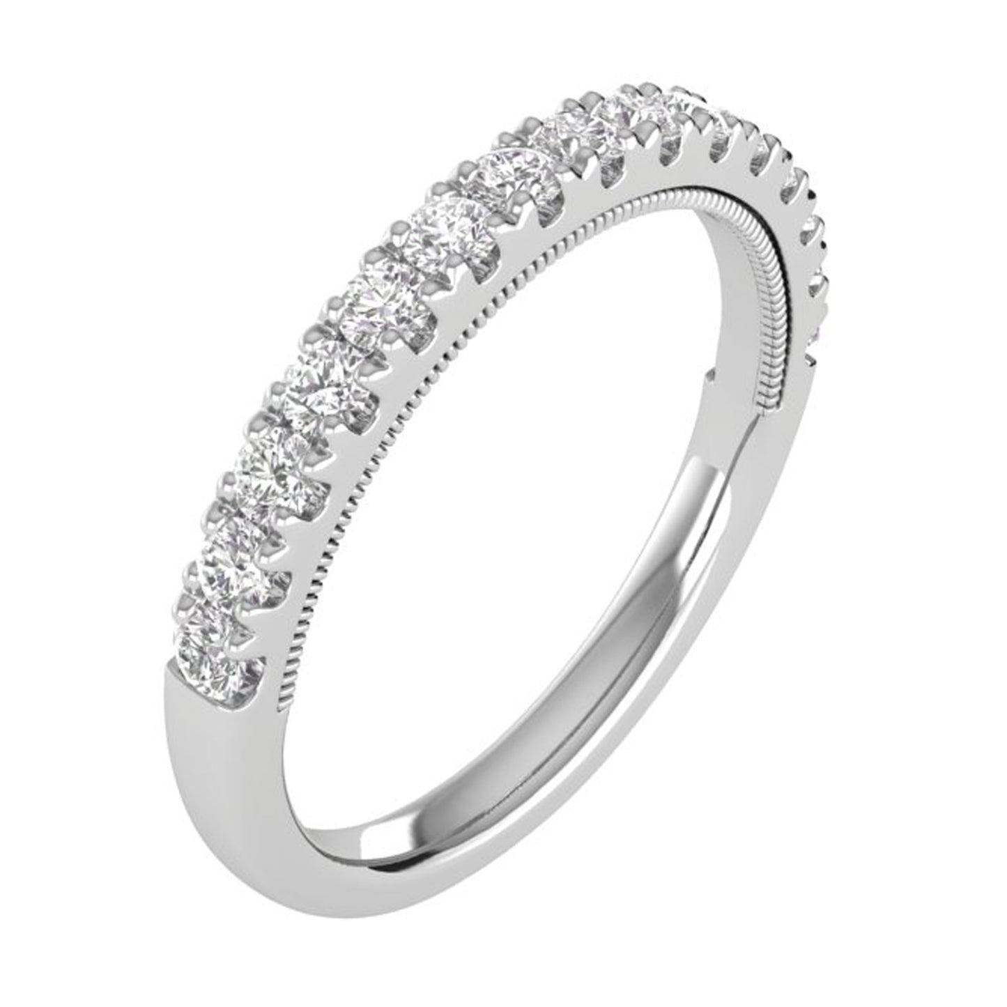 1/2 CTW COLORLESS FLAWLESS FRENCH PAVÉ WITH MILGRAIN WEDDING BAND
