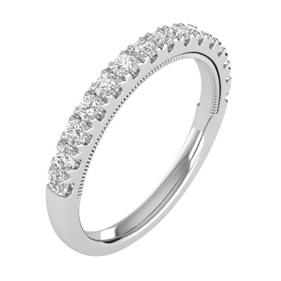 1/2 CTW COLORLESS FLAWLESS FRENCH PAVÉ WITH MILGRAIN WEDDING BAND