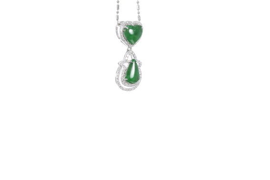 Jadeite Pear and Heart Pendant