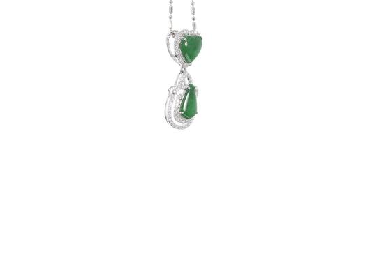 Jadeite Pear and Heart Pendant