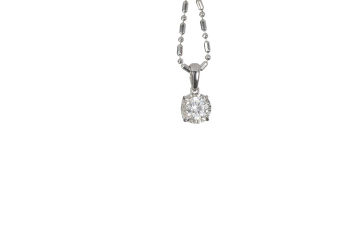 Solitaire Diamond Pendant with Diamond Cut Bezel