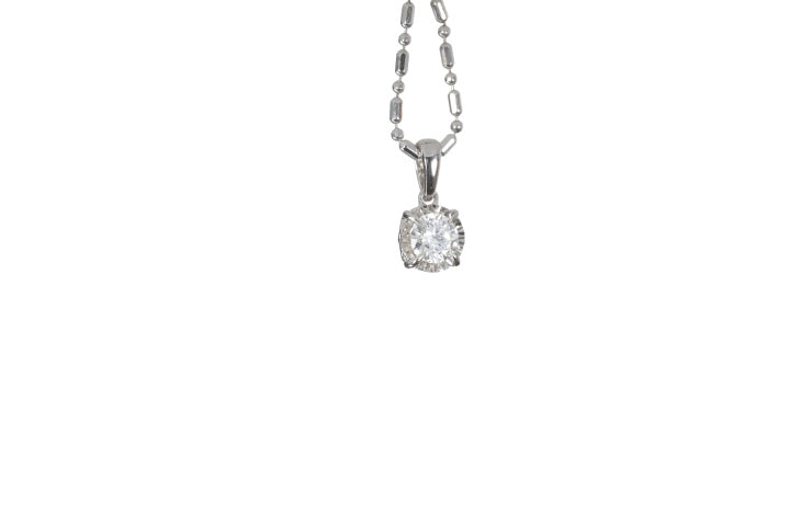 Solitaire Diamond Pendant with Diamond Cut Bezel