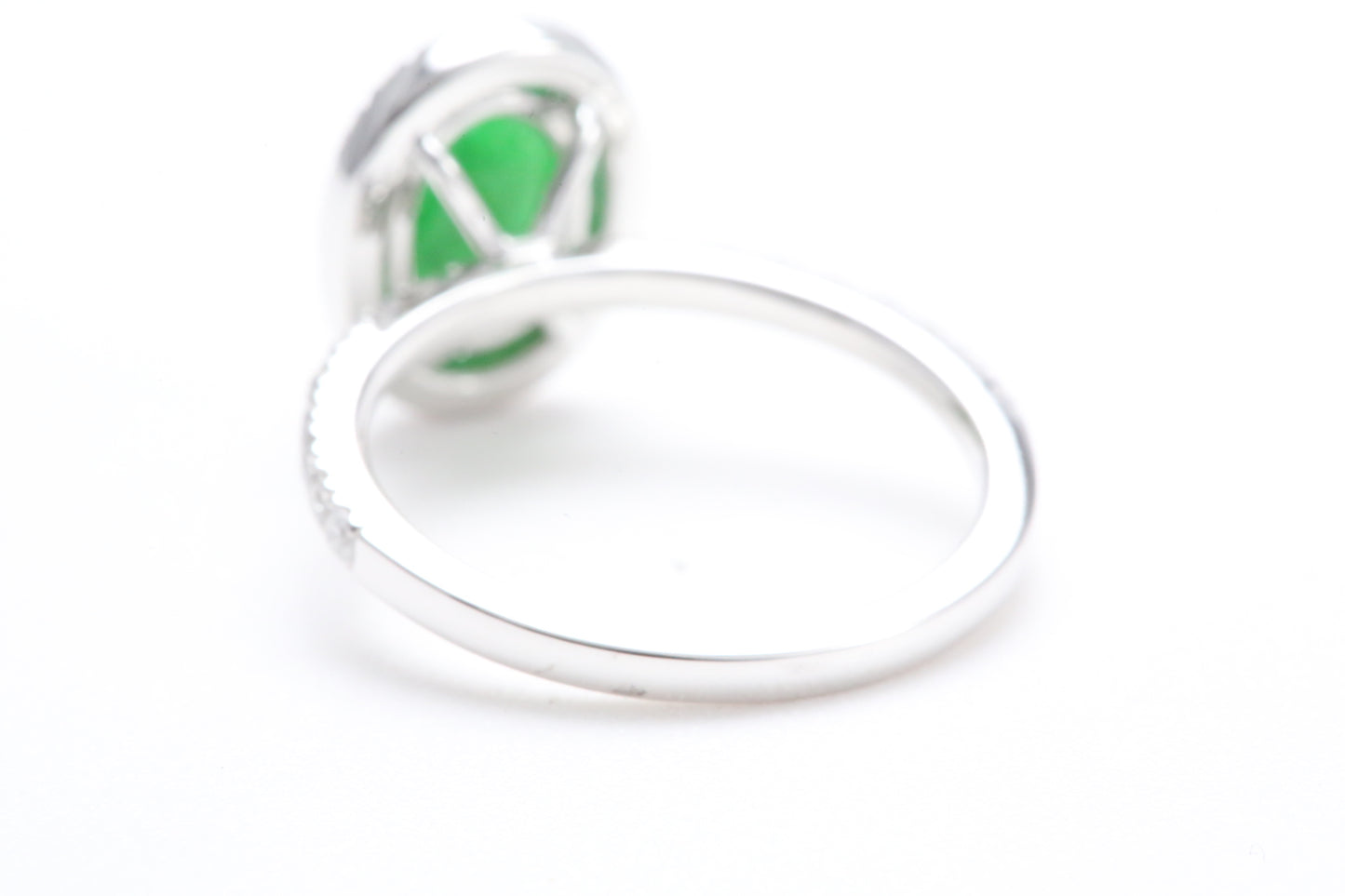 Oval Jadeite and Diamond Halo Ring