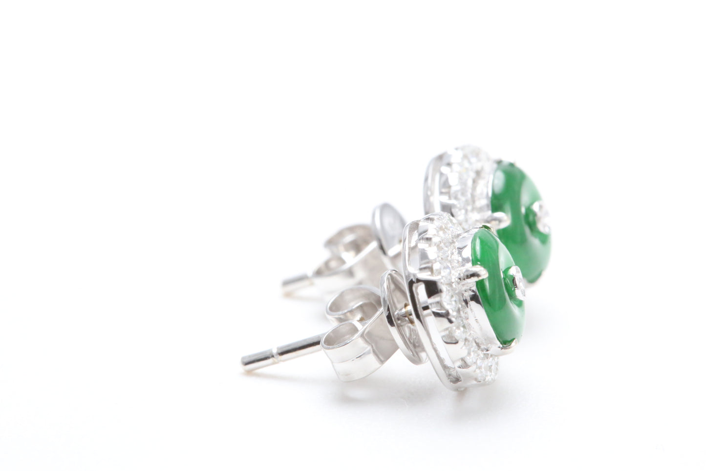 Jadeite and Diamond Halo Earrings