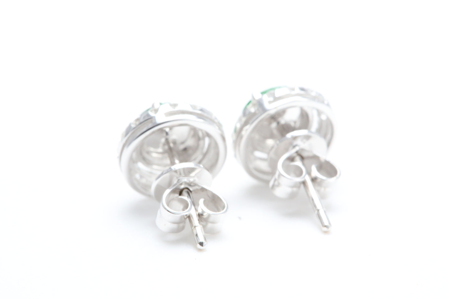 Jadeite and Diamond Halo Earrings