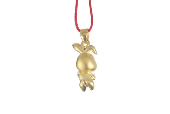 24K Gold 3D Rabbit Cartoon with Heart Pendant