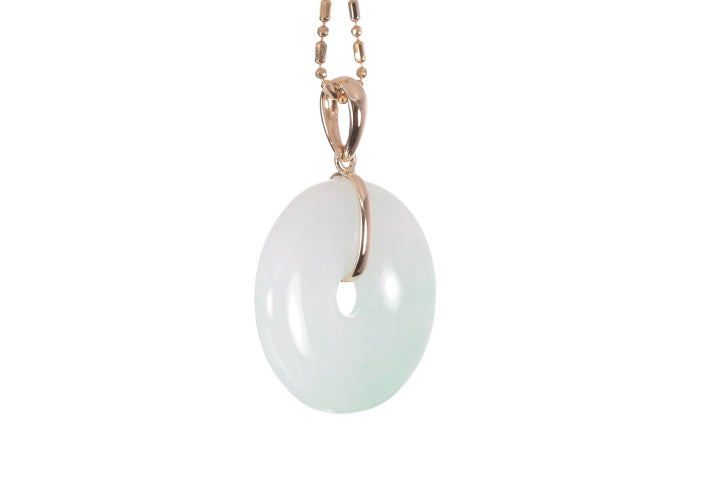 Jadeite Bi Pendant set in 18K yellow gold