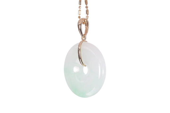 Jadeite Bi Pendant set in 18K yellow gold