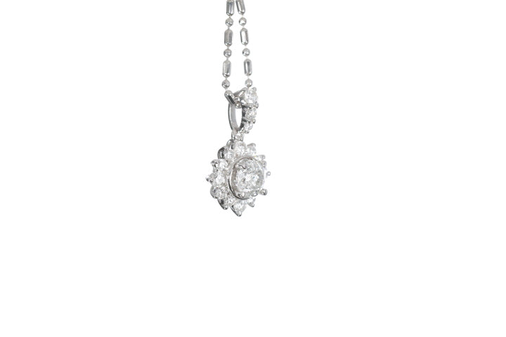 Starburst Diamond Halo Pendant