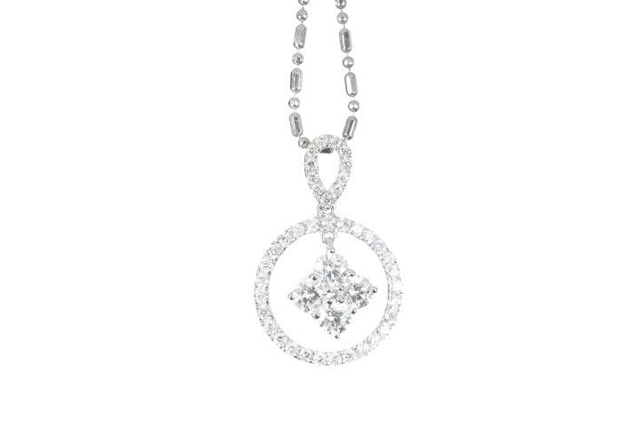 Diamond Dangle Halo Pendant