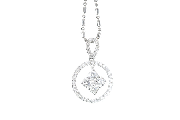 Diamond Dangle Halo Pendant
