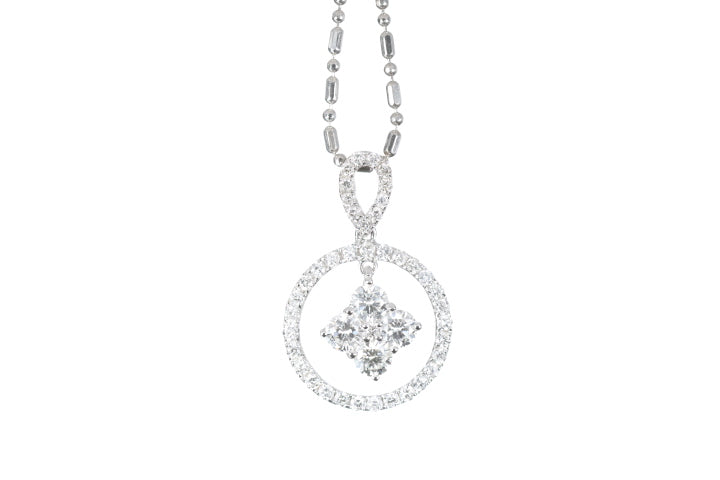 Diamond Dangle Halo Pendant