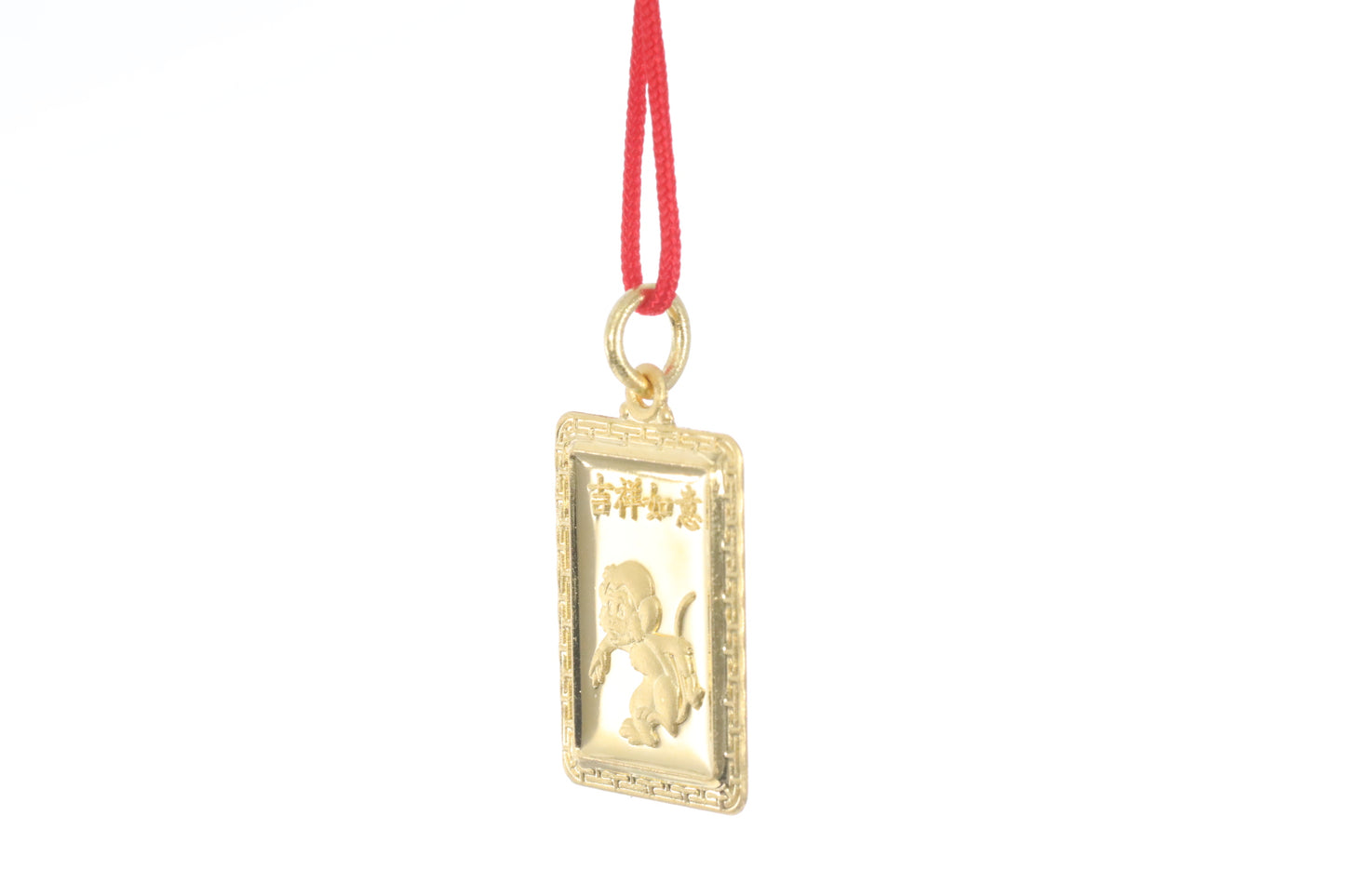 24K Small Rectangle Monkey Pendant