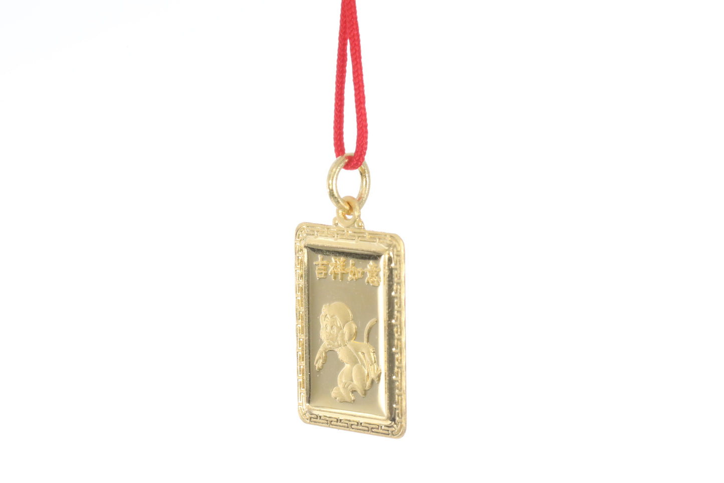 24K Small Rectangle Monkey Pendant