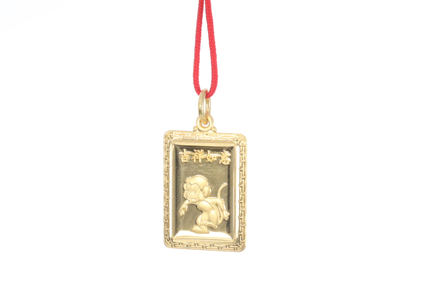 24K Small Rectangle Monkey Pendant