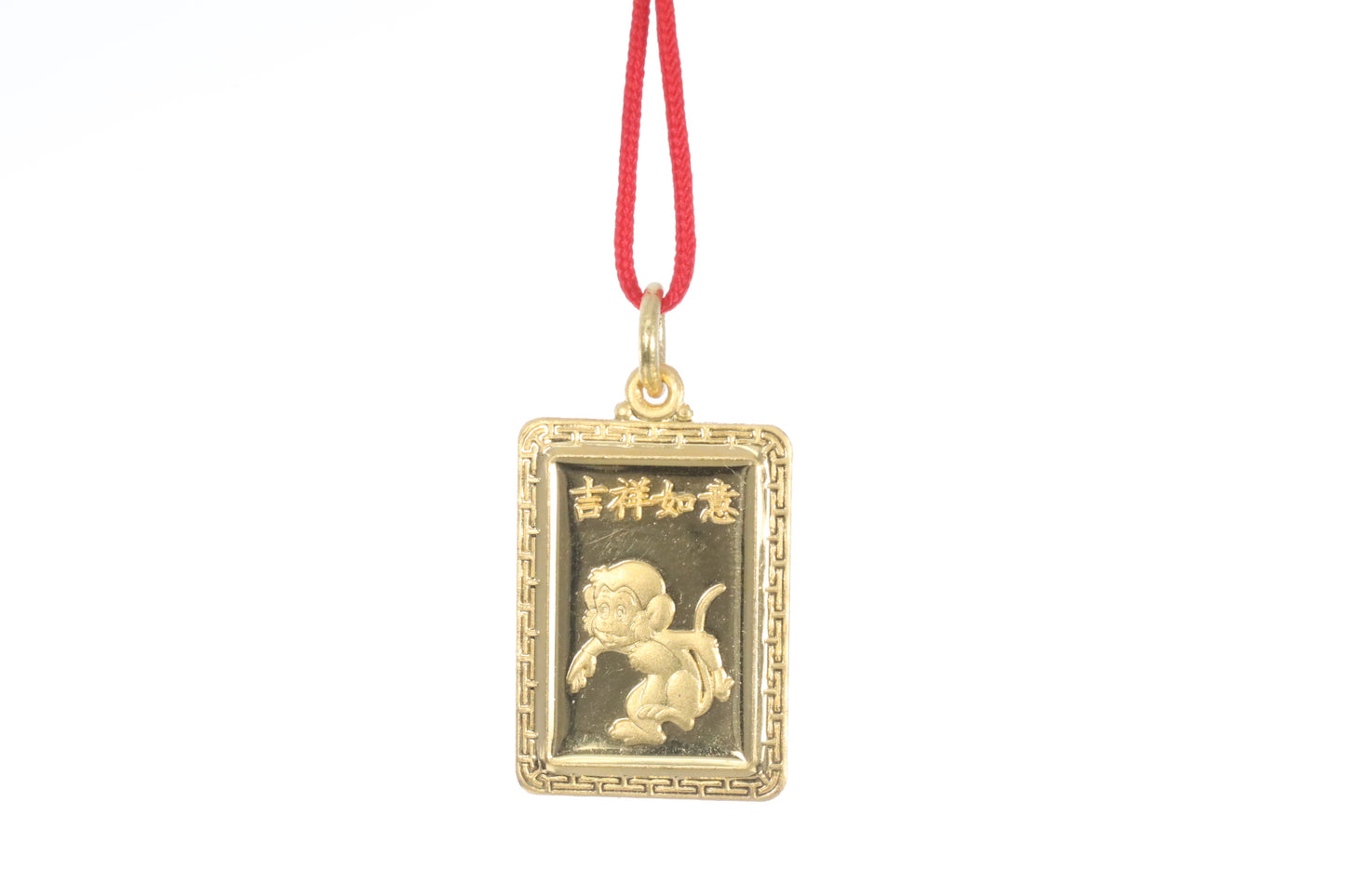 24K Small Rectangle Monkey Pendant