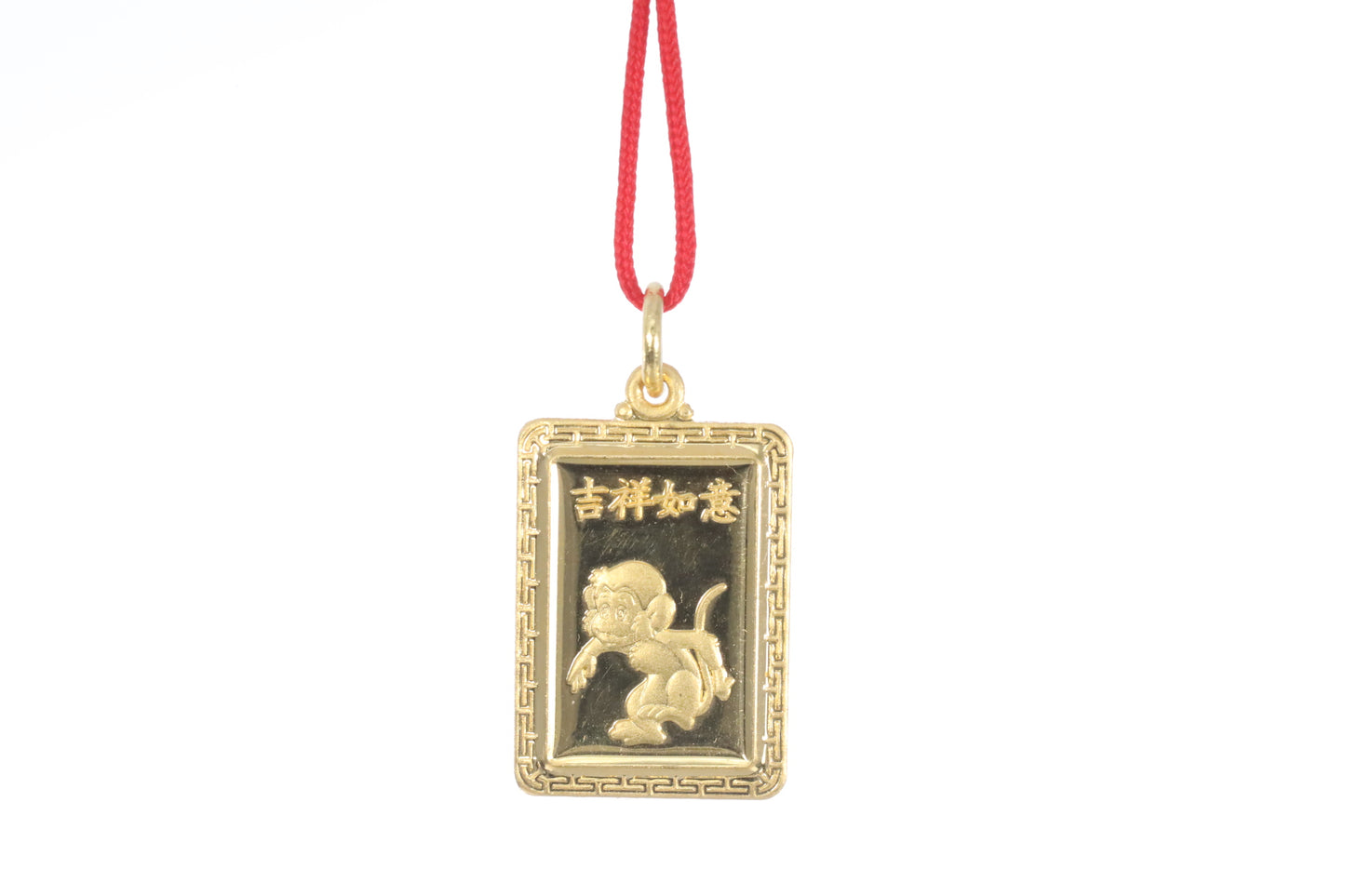 24K Small Rectangle Monkey Pendant