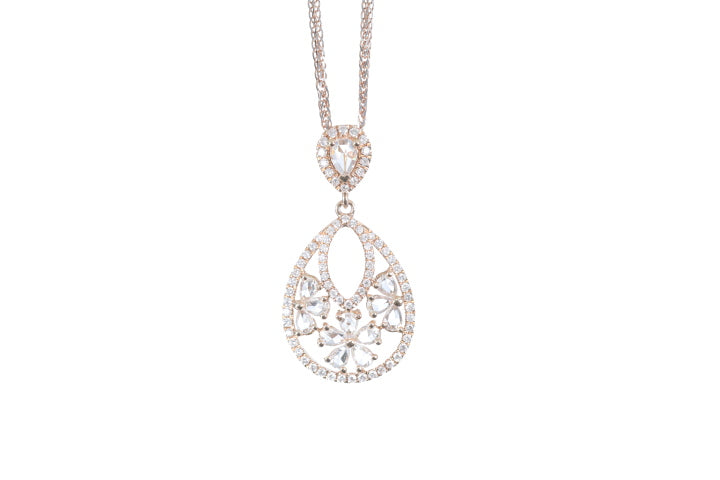 Pear Shaped Rose Cut Diamond Pendant