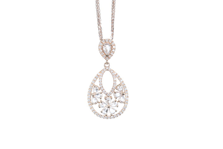 Pear Shaped Rose Cut Diamond Pendant