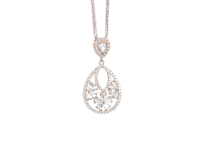 Pear Shaped Rose Cut Diamond Pendant