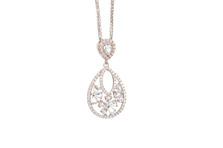 Pear Shaped Rose Cut Diamond Pendant