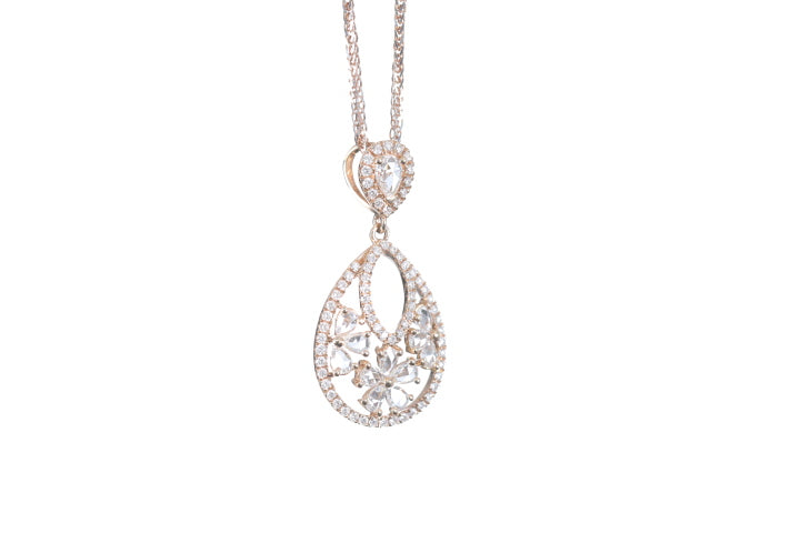 Pear Shaped Rose Cut Diamond Pendant