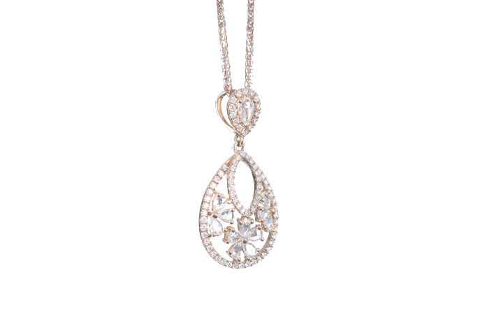 Pear Shaped Rose Cut Diamond Pendant