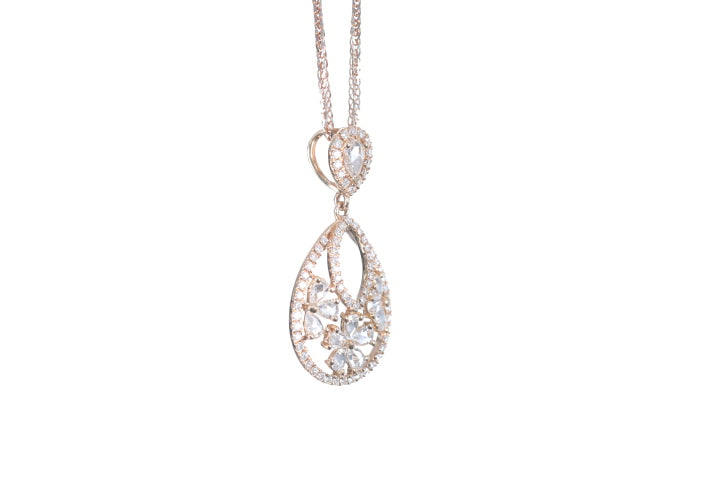 Pear Shaped Rose Cut Diamond Pendant