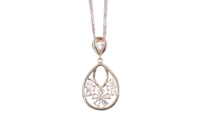 Pear Shaped Rose Cut Diamond Pendant