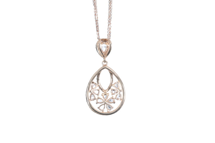 Pear Shaped Rose Cut Diamond Pendant