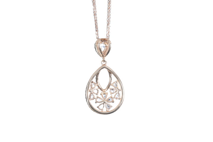 Pear Shaped Rose Cut Diamond Pendant