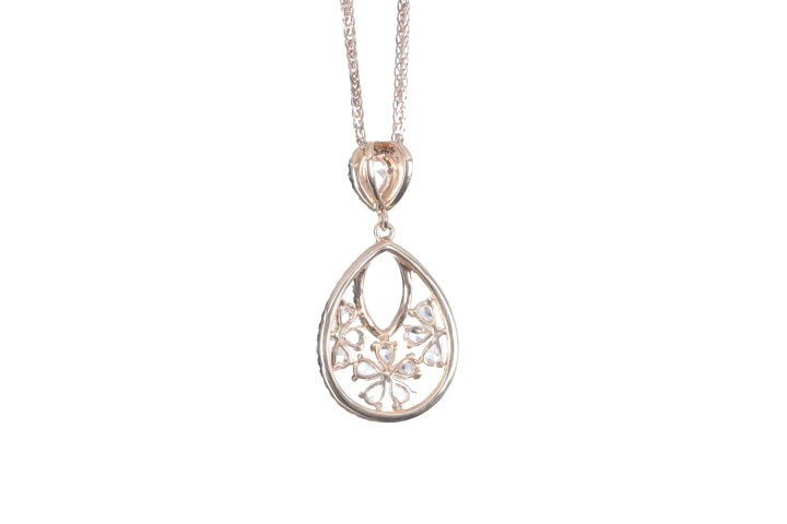 Pear Shaped Rose Cut Diamond Pendant