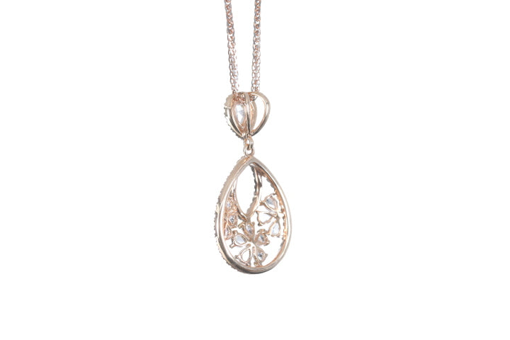 Pear Shaped Rose Cut Diamond Pendant