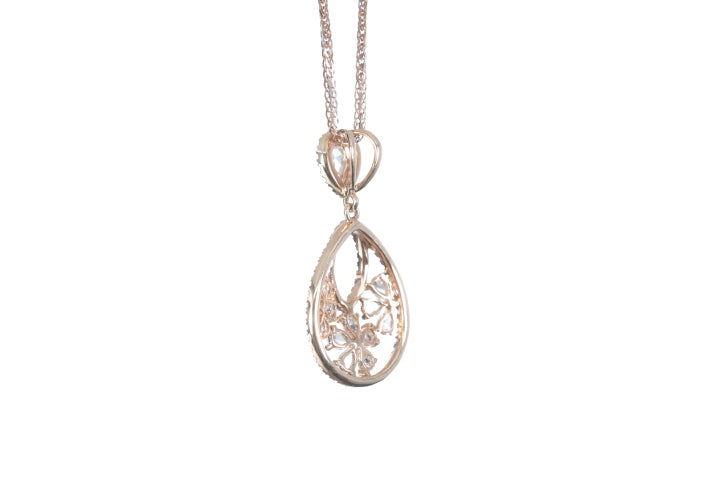 Pear Shaped Rose Cut Diamond Pendant