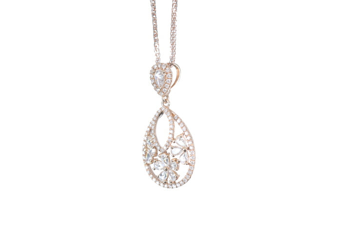 Pear Shaped Rose Cut Diamond Pendant