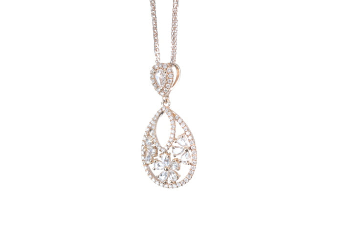 Pear Shaped Rose Cut Diamond Pendant