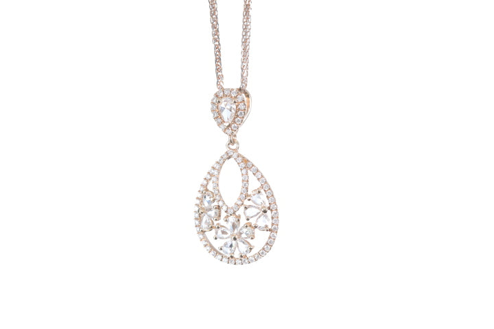 Pear Shaped Rose Cut Diamond Pendant