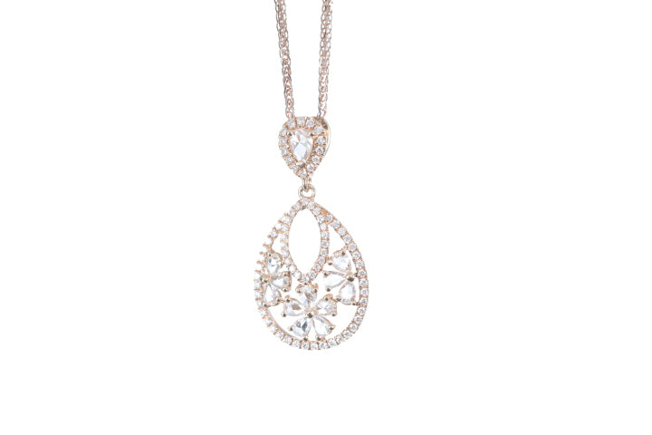 Pear Shaped Rose Cut Diamond Pendant
