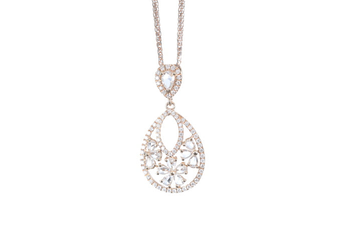 Pear Shaped Rose Cut Diamond Pendant