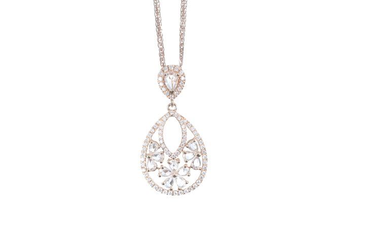 Pear Shaped Rose Cut Diamond Pendant