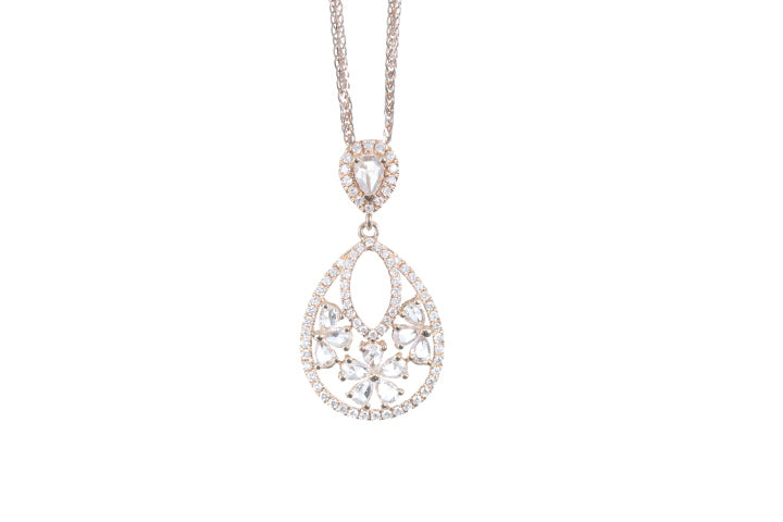 Pear Shaped Rose Cut Diamond Pendant